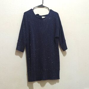 Company SOHO Womens Sweater Blue Sparkle Tunic 3/4 Sleeve